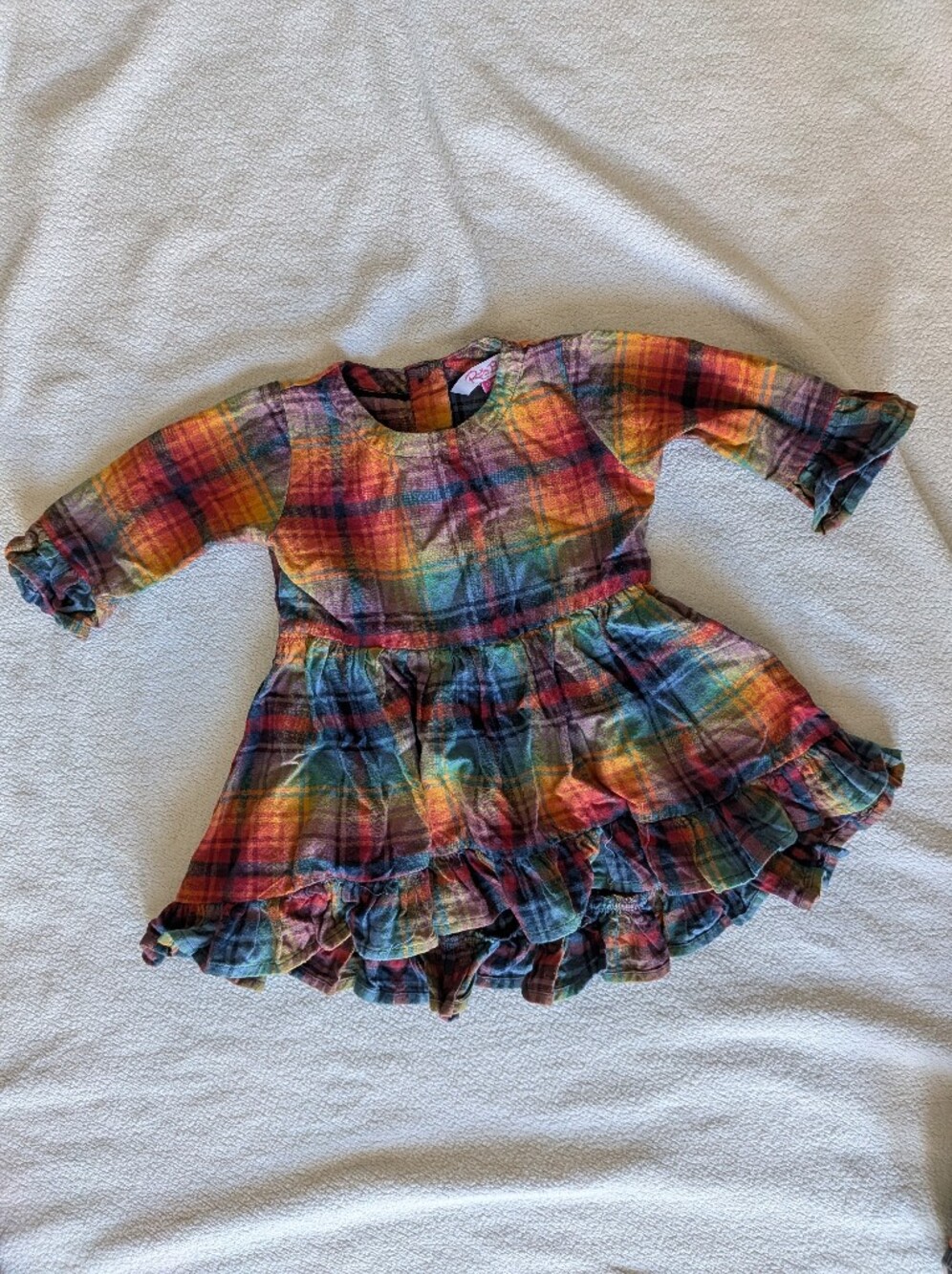 Ruffle Butts Fall Rainbow Plaid Ruffle Dress